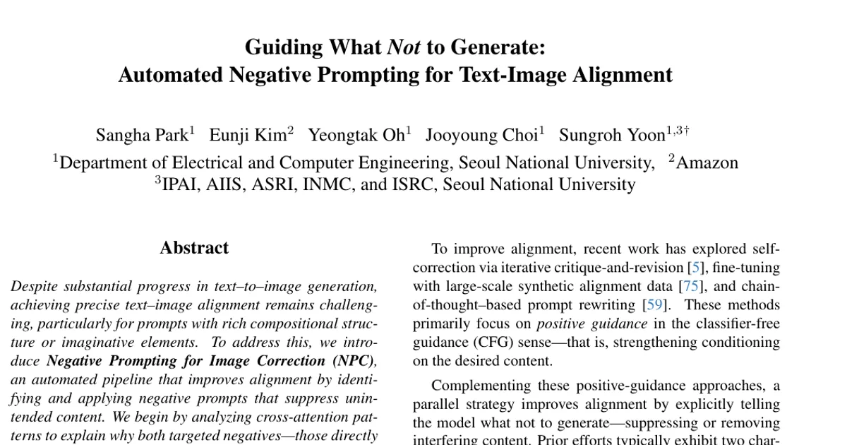 Guiding What Not to Generate: Automated Negative Prompting for Text-Image Alignment
