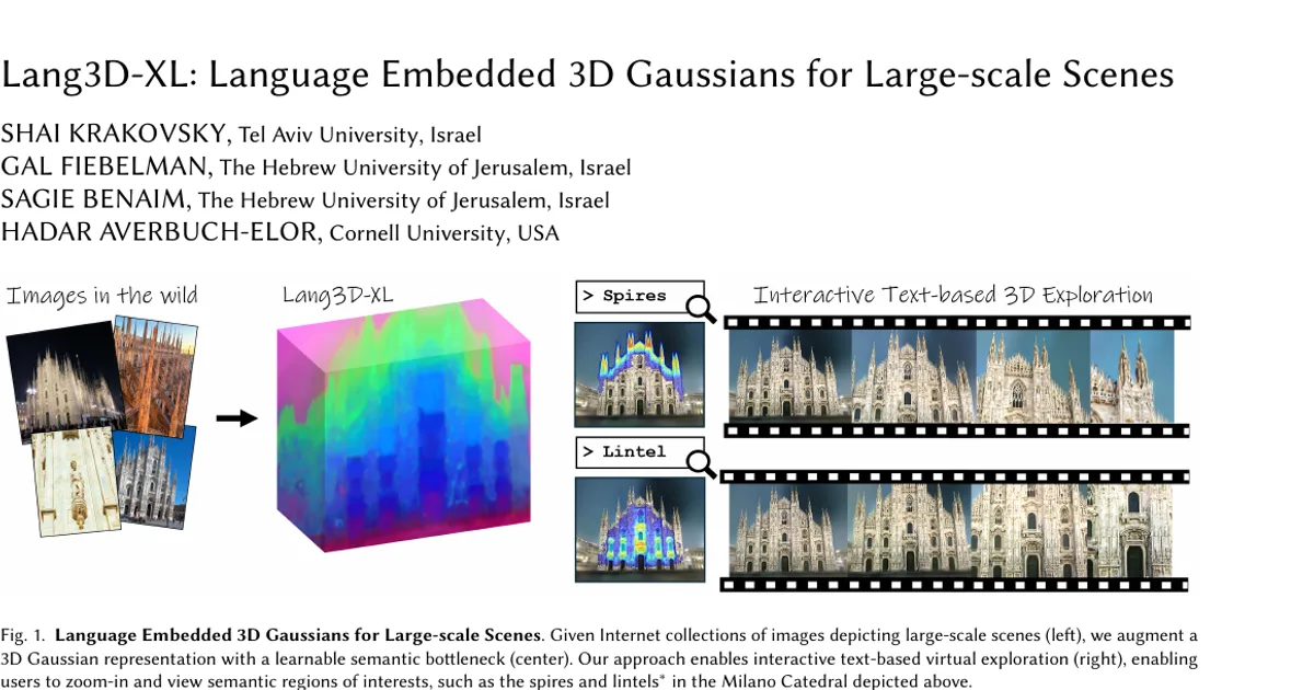 Lang3D-XL: Language Embedded 3D Gaussians for Large-scale Scenes