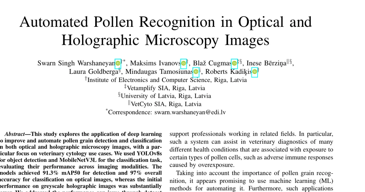 Automated Pollen Recognition in Optical and Holographic Microscopy Images