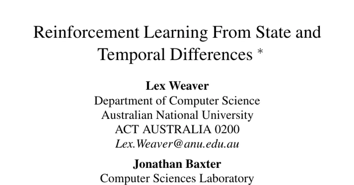 Reinforcement Learning From State and Temporal Differences