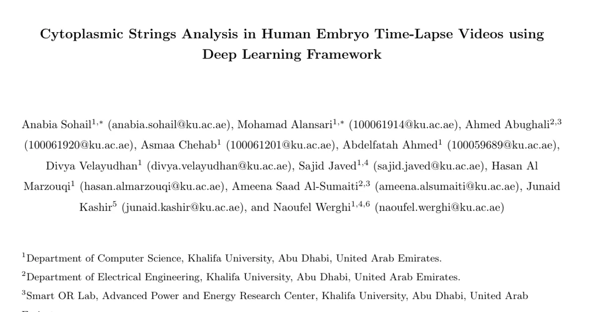Cytoplasmic Strings Analysis in Human Embryo Time-Lapse Videos using Deep Learning Framework