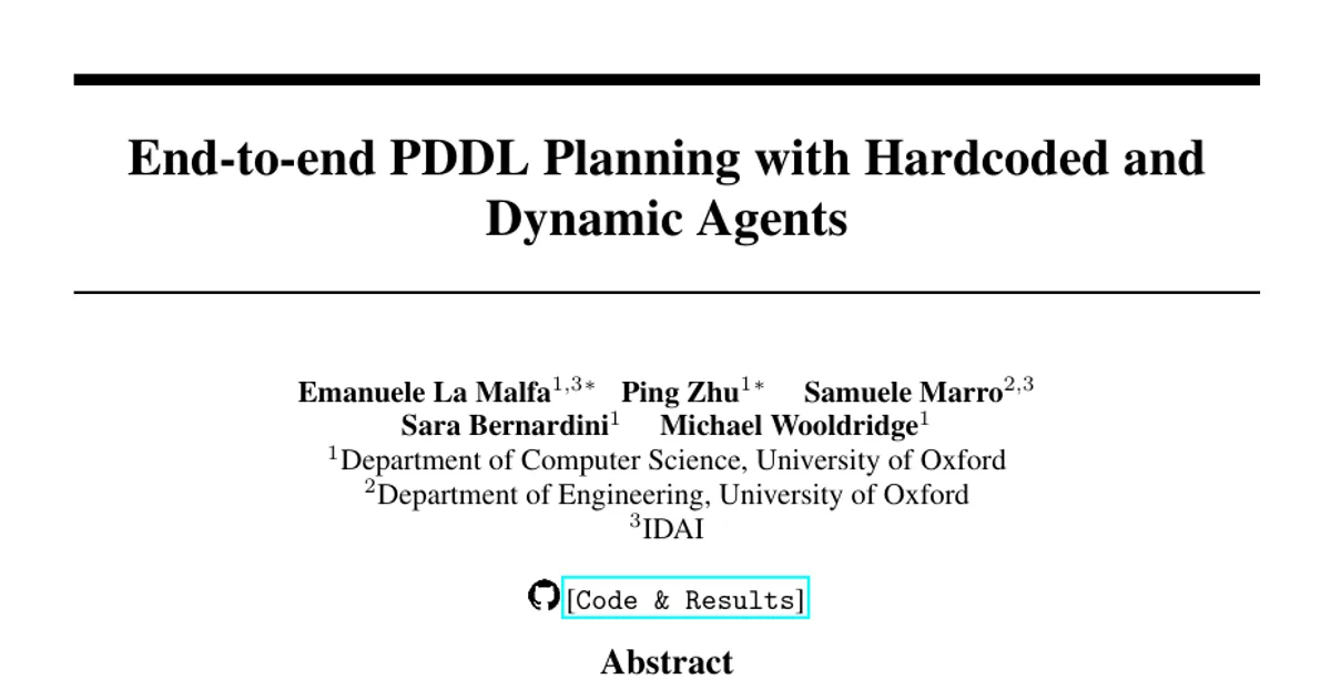 End-to-end PDDL Planning with Hardcoded and Dynamic Agents
