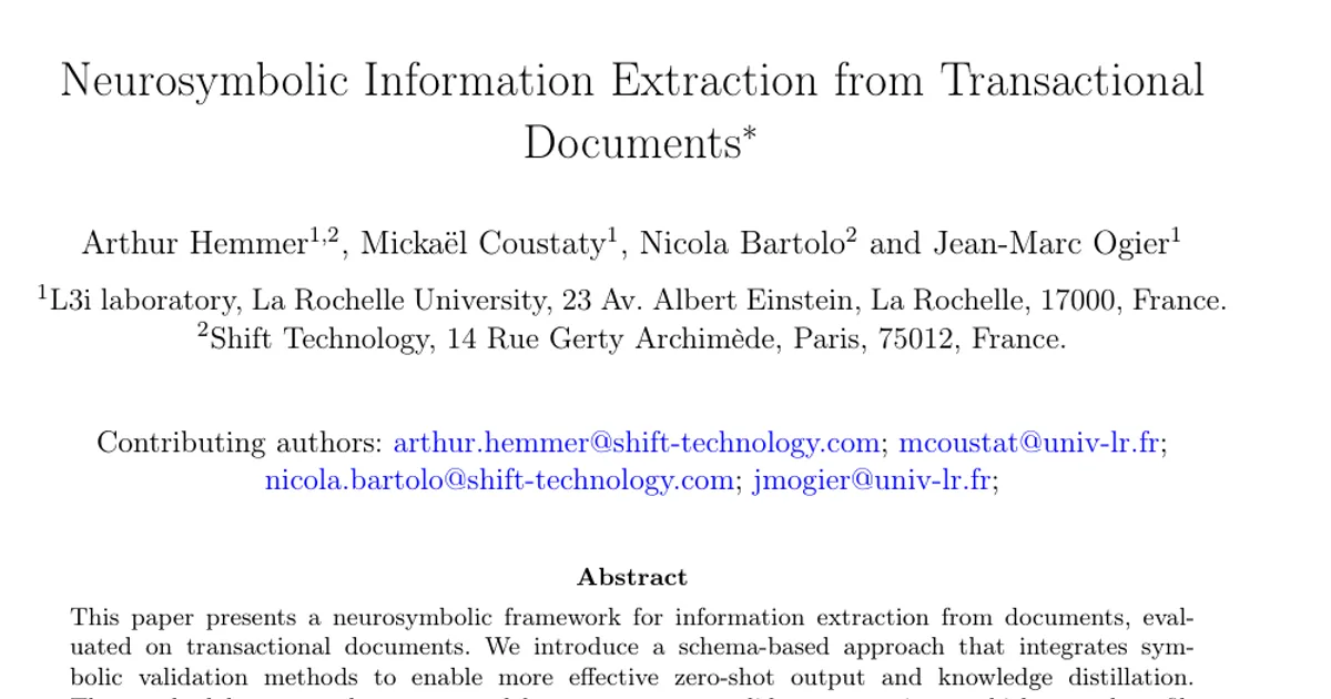 Neurosymbolic Information Extraction from Transactional Documents