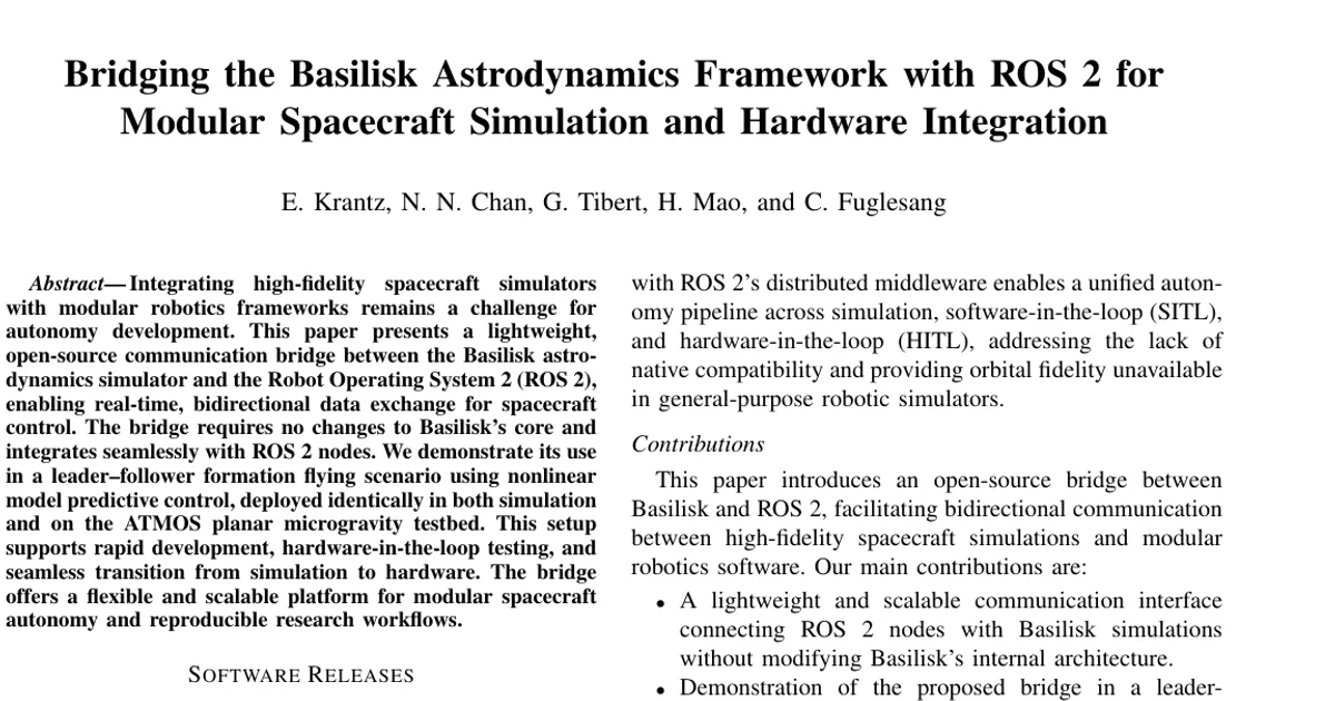 Bridging the Basilisk Astrodynamics Framework with ROS 2 for Modular Spacecraft Simulation and Hardware Integration
