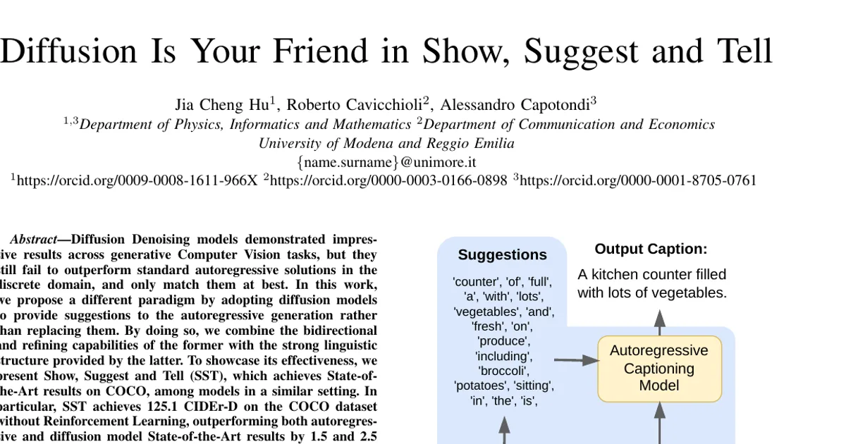 Diffusion Is Your Friend in Show, Suggest and Tell