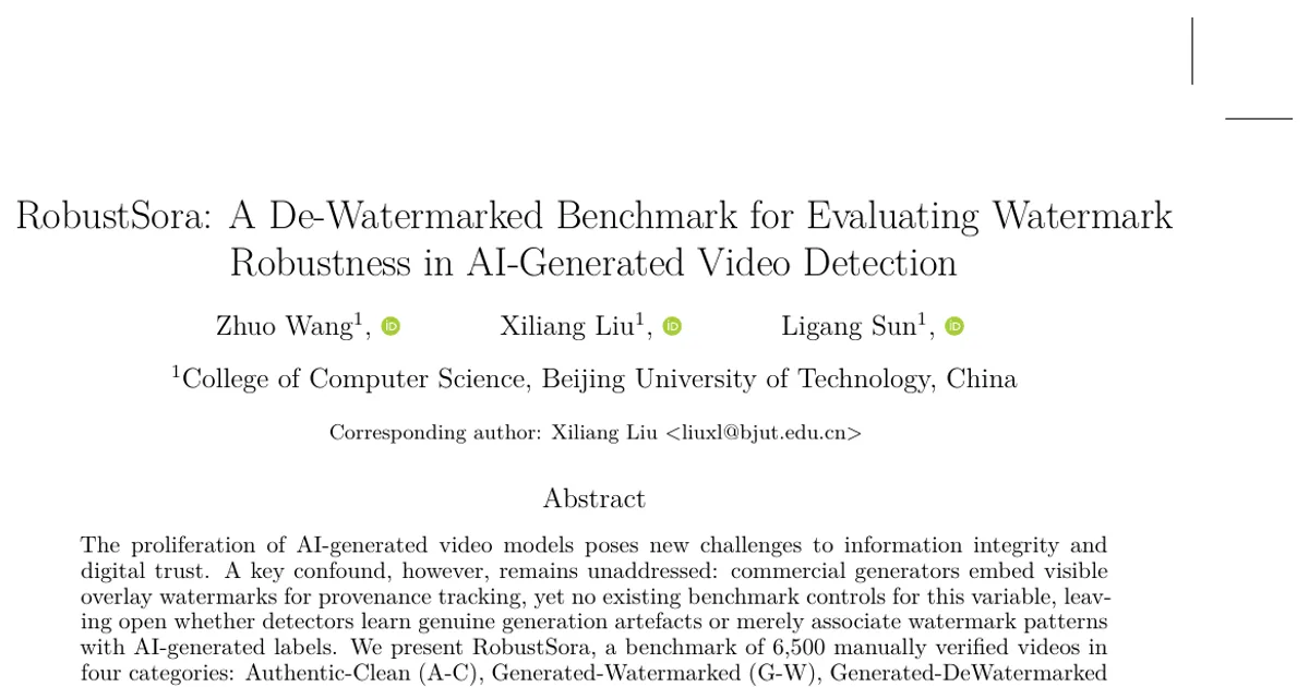 RobustSora: De-Watermarked Benchmark for Robust AI-Generated Video Detection