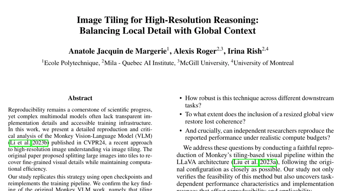 Image Tiling for High-Resolution Reasoning: Balancing Local Detail with Global Context