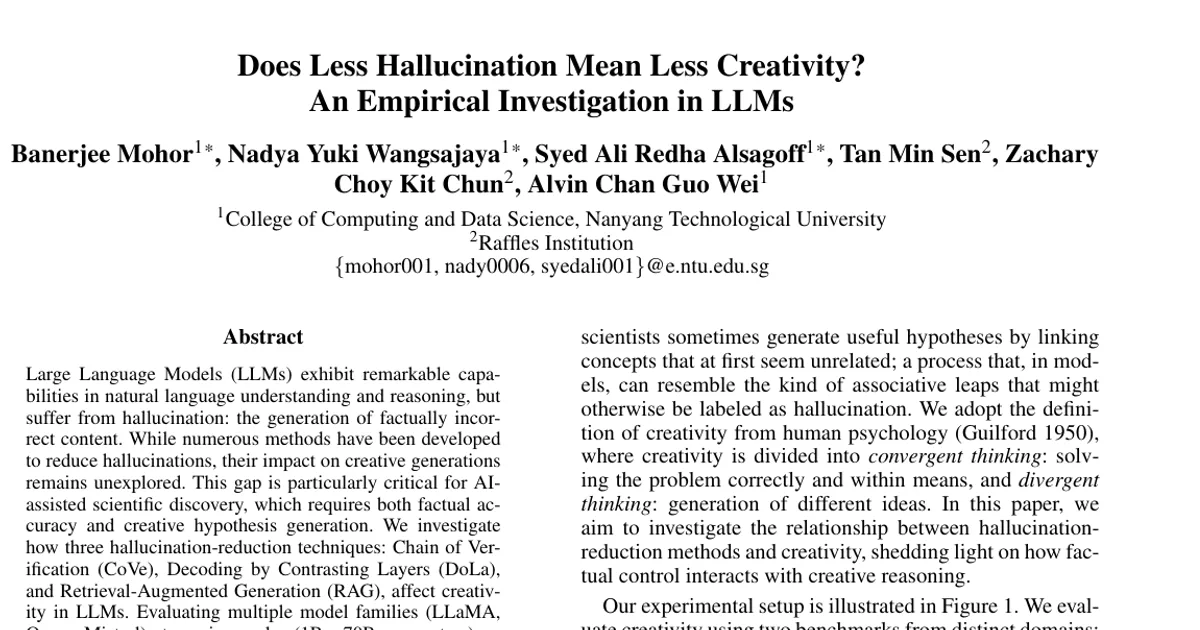 Does Less Hallucination Mean Less Creativity? An Empirical Investigation in LLMs