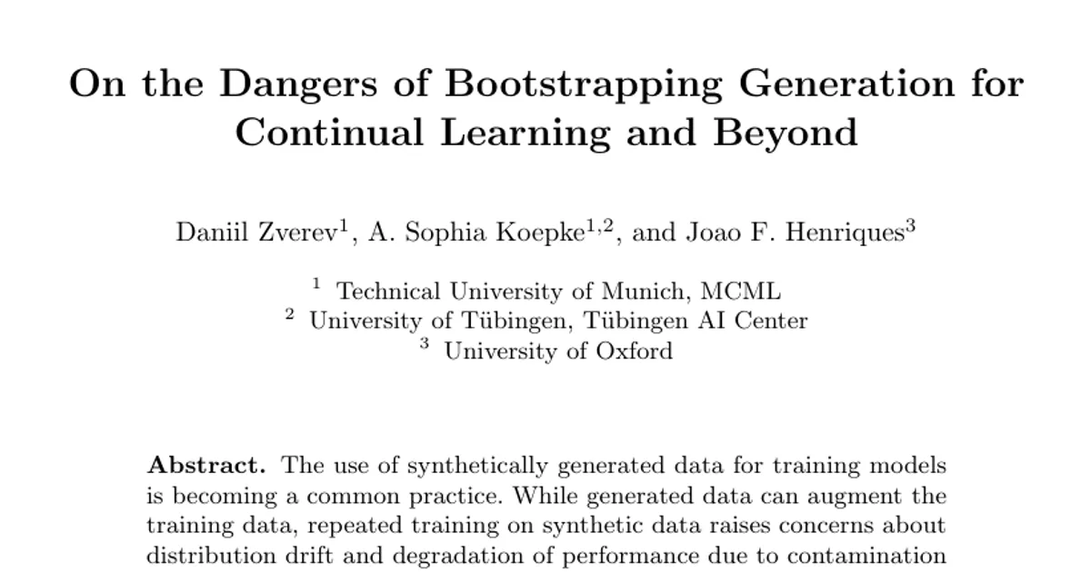 On the Dangers of Bootstrapping Generation for Continual Learning and Beyond