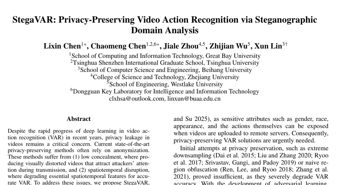 StegaVAR: Privacy-Preserving Video Action Recognition via Steganographic Domain Analysis