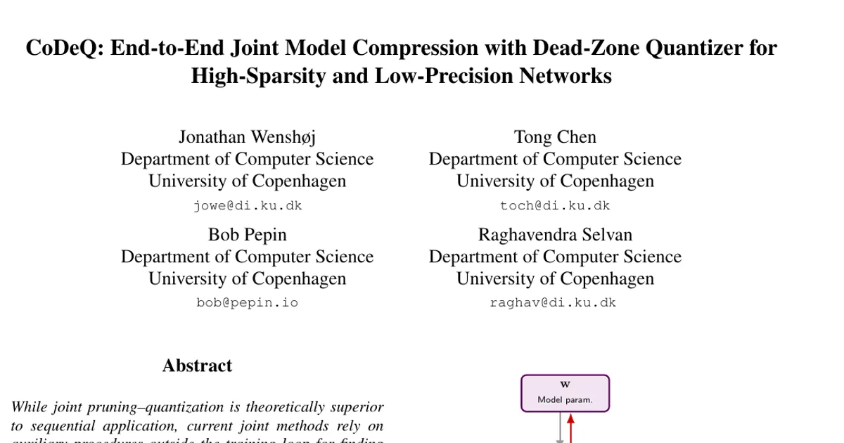 CoDeQ: End-to-End Joint Model Compression with Dead-Zone Quantizer for High-Sparsity and Low-Precision Networks