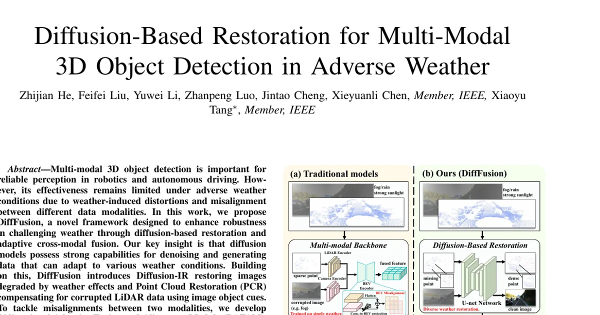 Diffusion-Based Restoration for Multi-Modal 3D Object Detection in Adverse Weather