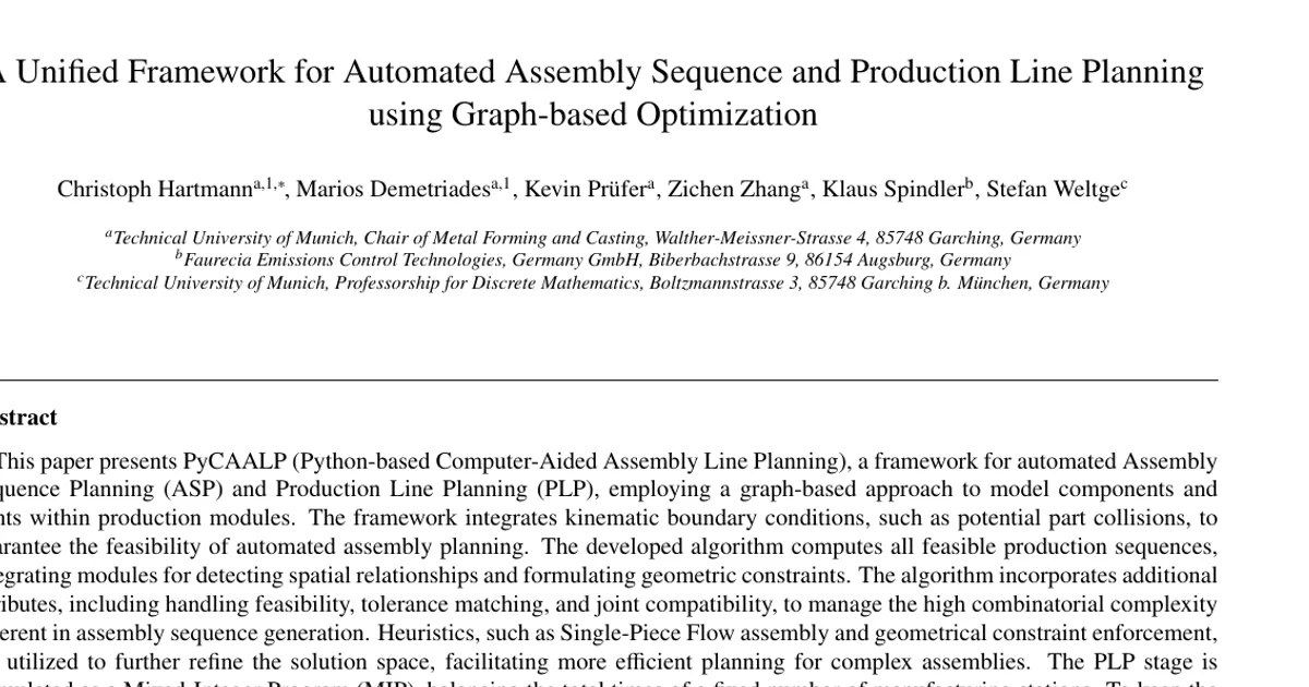 A Unified Framework for Automated Assembly Sequence and Production Line Planning using Graph-based Optimization