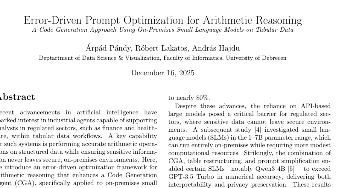 Error-Driven Prompt Optimization for Arithmetic Reasoning
