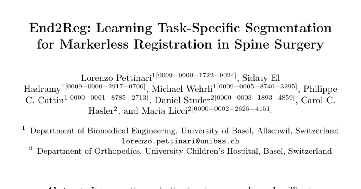 End2Reg: Learning Task-Specific Segmentation for Markerless Registration in Spine Surgery