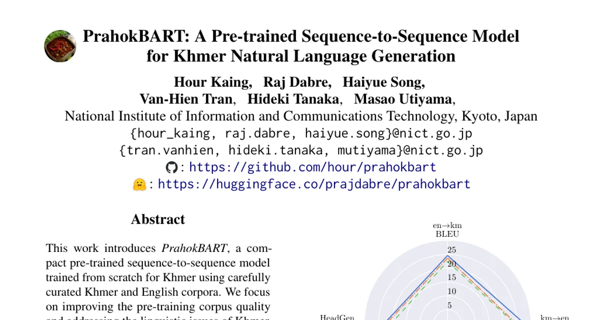PrahokBART: A Pre-trained Sequence-to-Sequence Model for Khmer Natural Language Generation