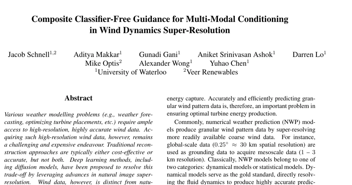 Composite Classifier-Free Guidance for Multi-Modal Conditioning in Wind Dynamics Super-Resolution