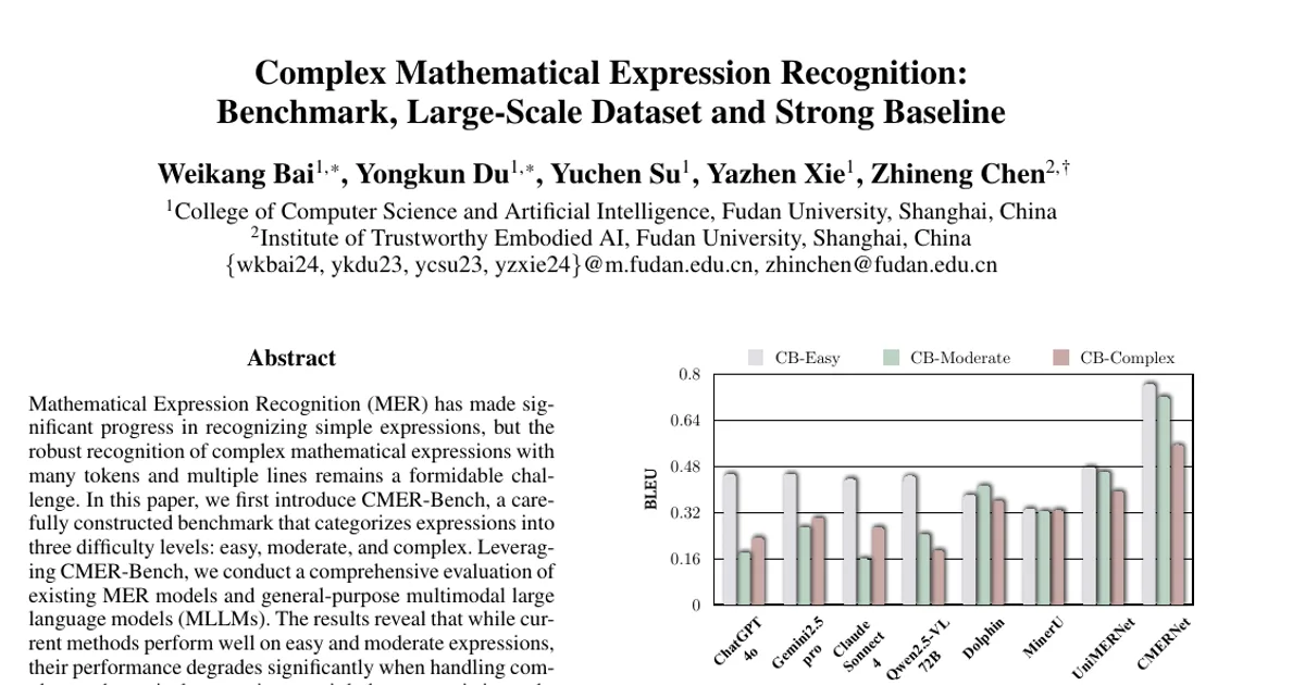 Complex Mathematical Expression Recognition: Benchmark, Large-Scale Dataset and Strong Baseline