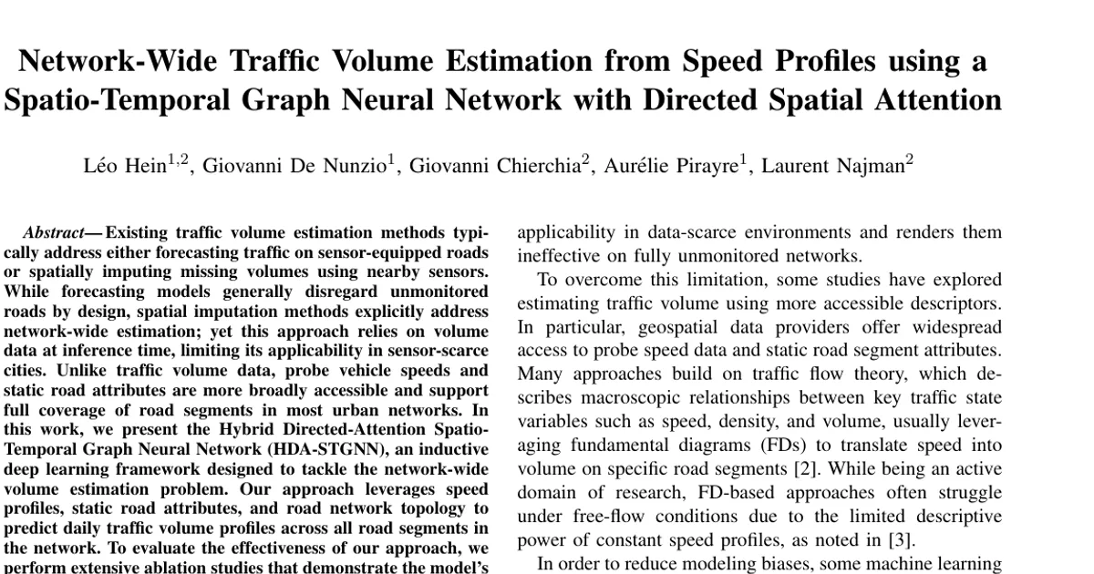 Network-Wide Traffic Volume Estimation from Speed Profiles using a Spatio-Temporal Graph Neural Network with Directed Spatial Attention