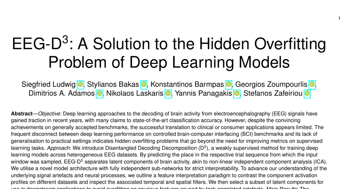 EEG-D3: A Solution to the Hidden Overfitting Problem of Deep Learning Models