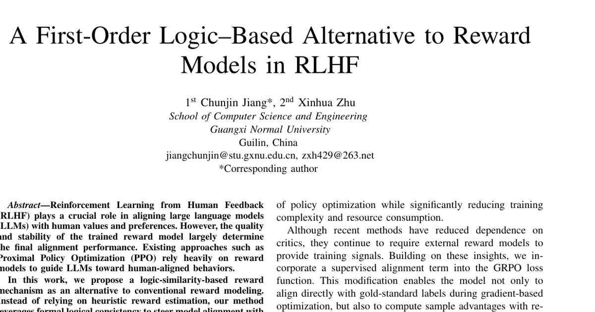 A First-Order Logic-Based Alternative to Reward Models in RLHF