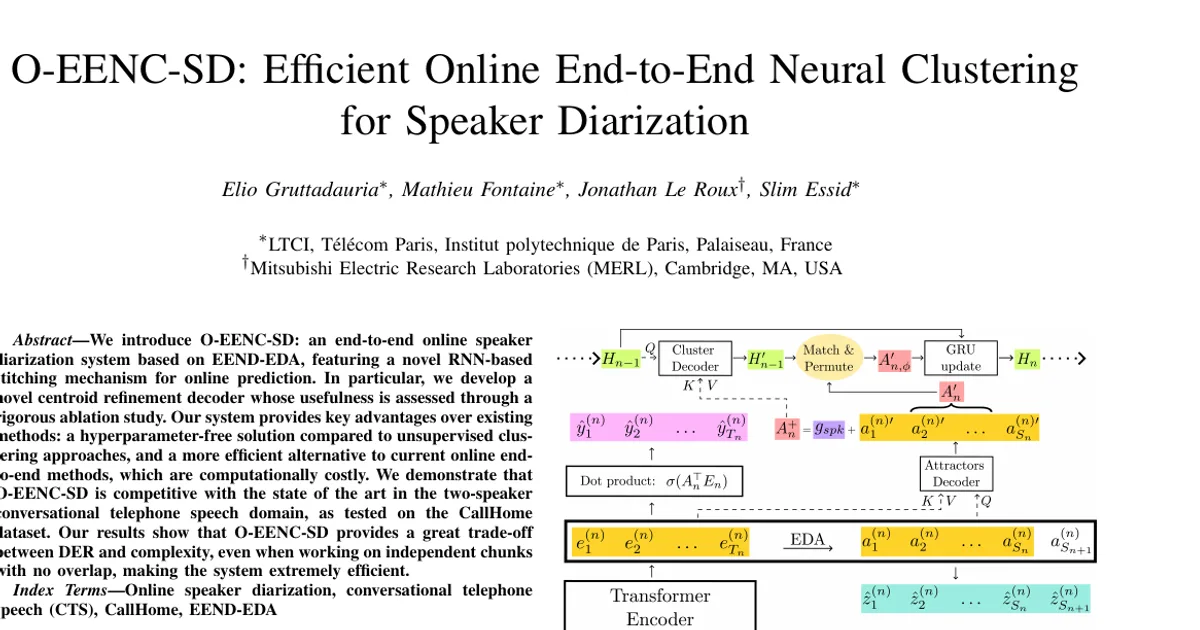 O-EENC-SD: Efficient Online End-to-End Neural Clustering for Speaker Diarization