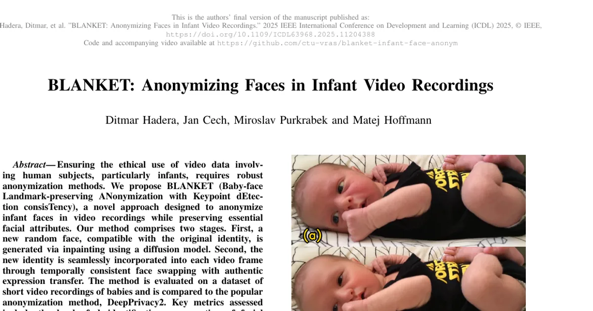 BLANKET: Anonymizing Faces in Infant Video Recordings