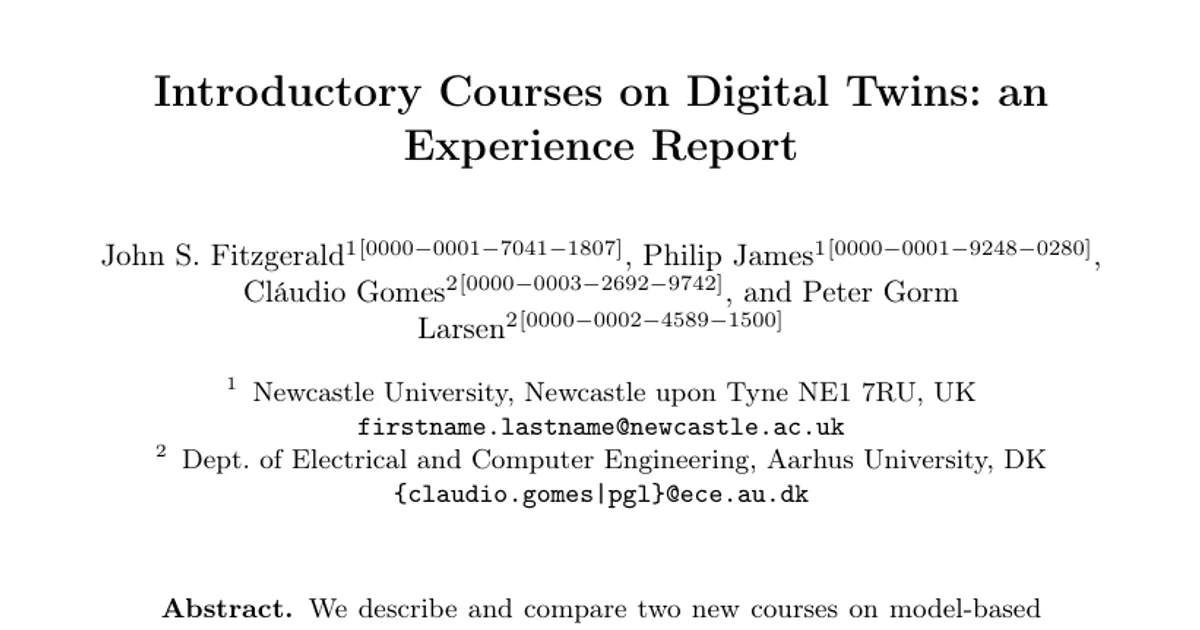 Introductory Courses on Digital Twins: an Experience Report