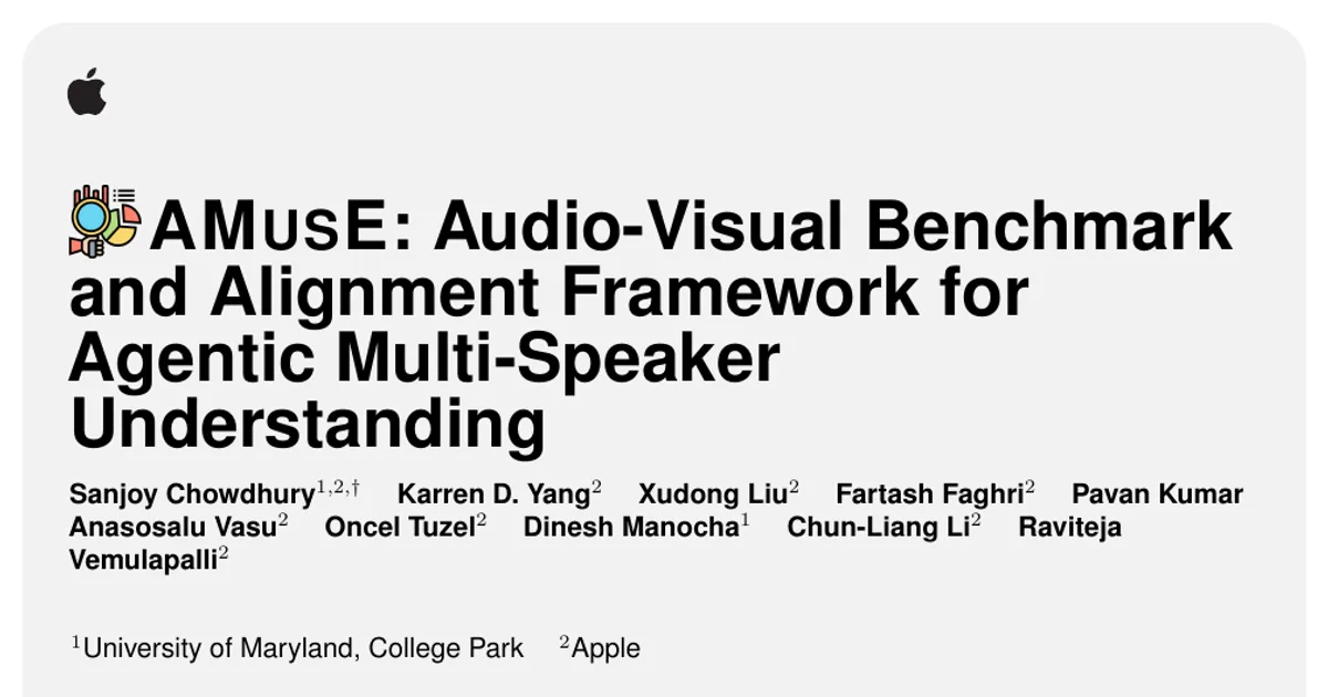 AMUSE: Audio-Visual Benchmark and Alignment Framework for Agentic Multi-Speaker Understanding