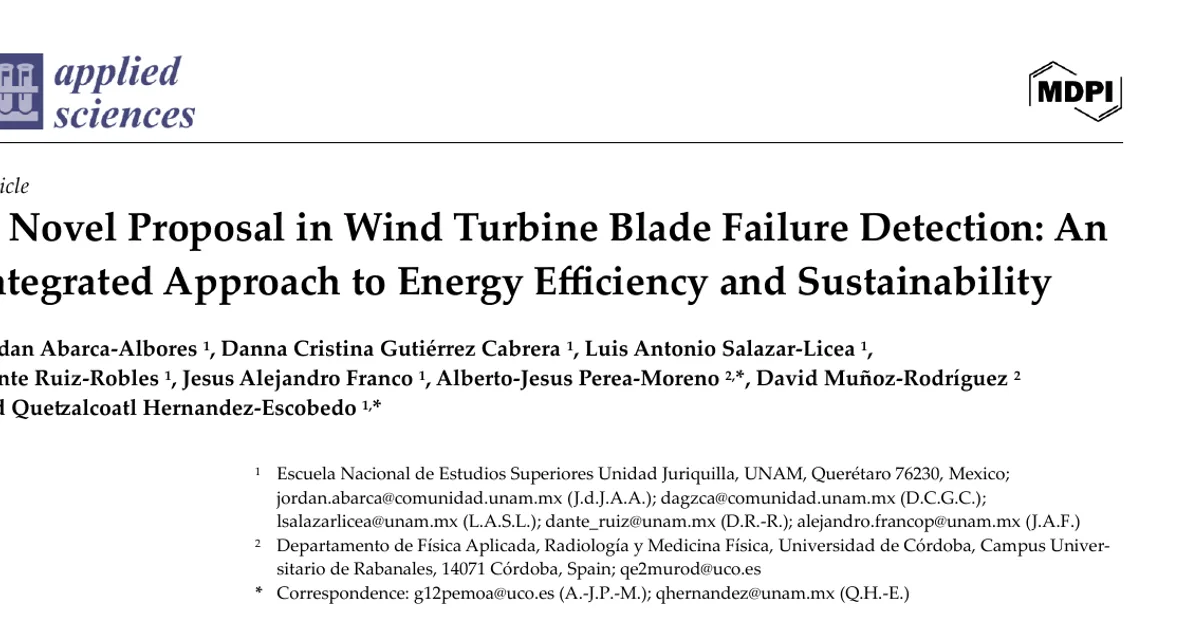 A Novel Proposal in Wind Turbine Blade Failure Detection: An Integrated Approach to Energy Efficiency and Sustainability