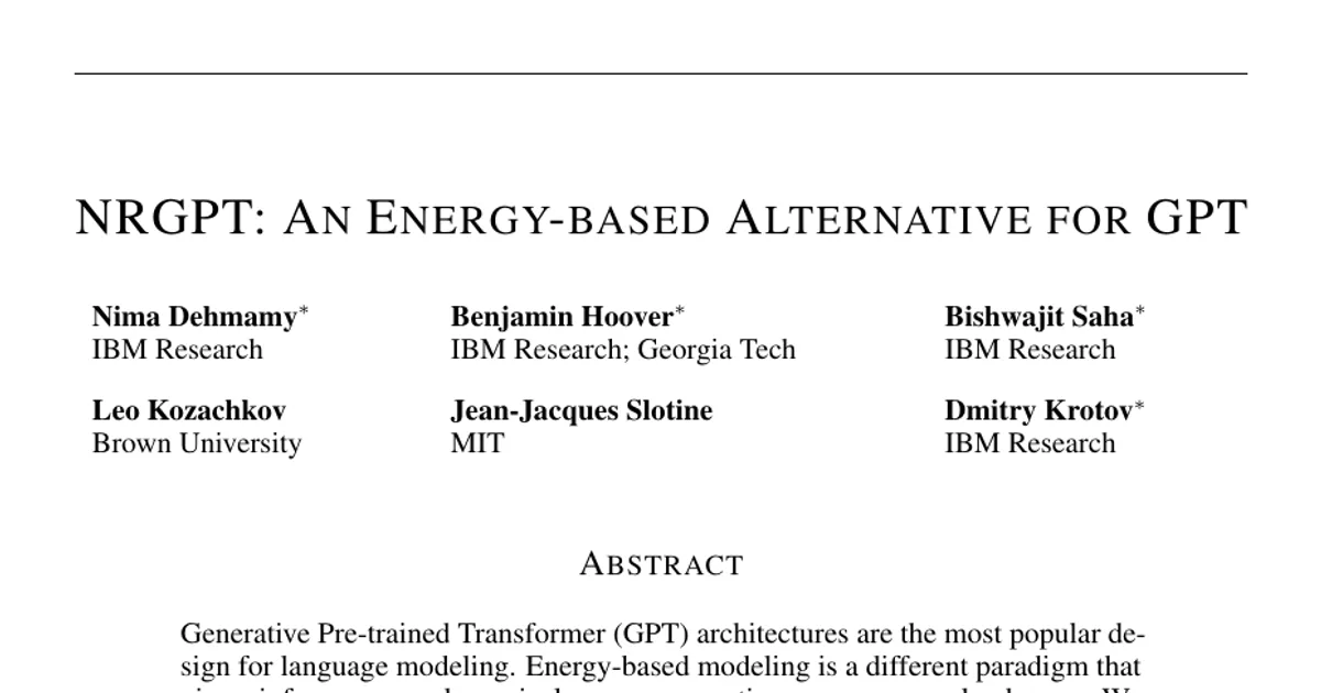 NRGPT: An Energy-based Alternative for GPT