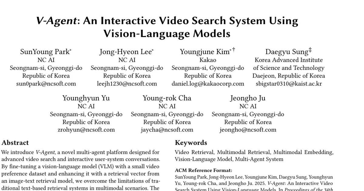V-Agent: An Interactive Video Search System Using Vision-Language Models