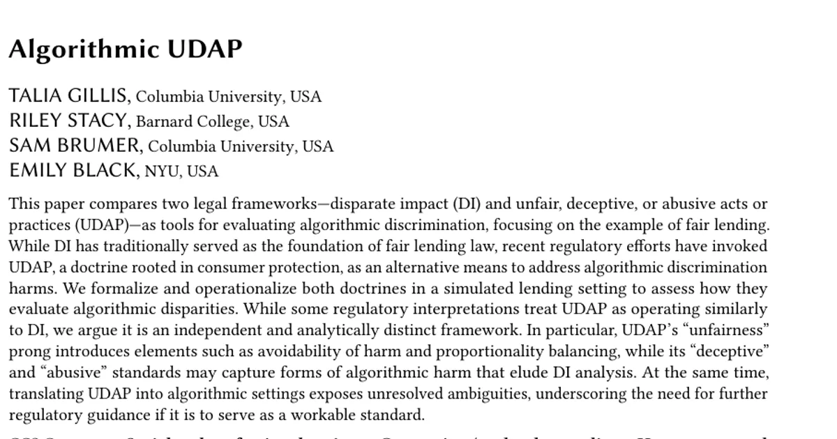 Algorithmic UDAP