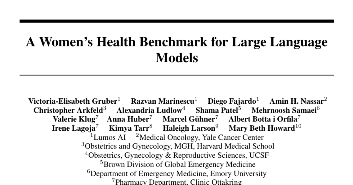 A Women's Health Benchmark for Large Language Models