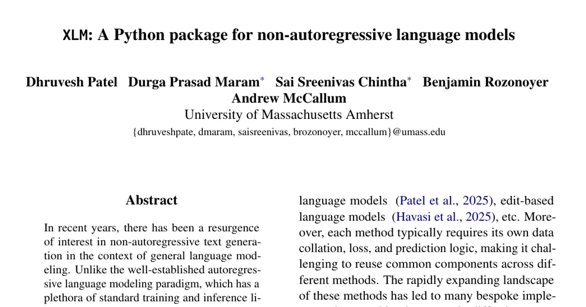 XLM: A Python package for non-autoregressive language models