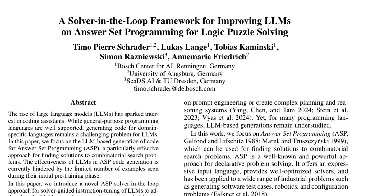 A Solver-in-the-Loop Framework for Improving LLMs on Answer Set Programming for Logic Puzzle Solving