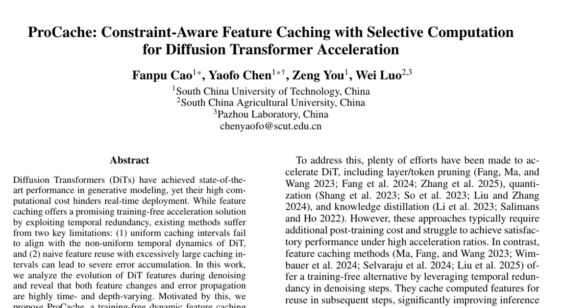 ProCache: Constraint-Aware Feature Caching with Selective Computation for Diffusion Transformer Acceleration