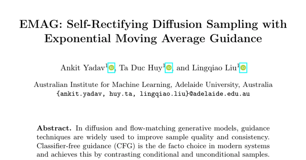 EMAG: Self-Rectifying Diffusion Sampling with Exponential Moving Average Guidance