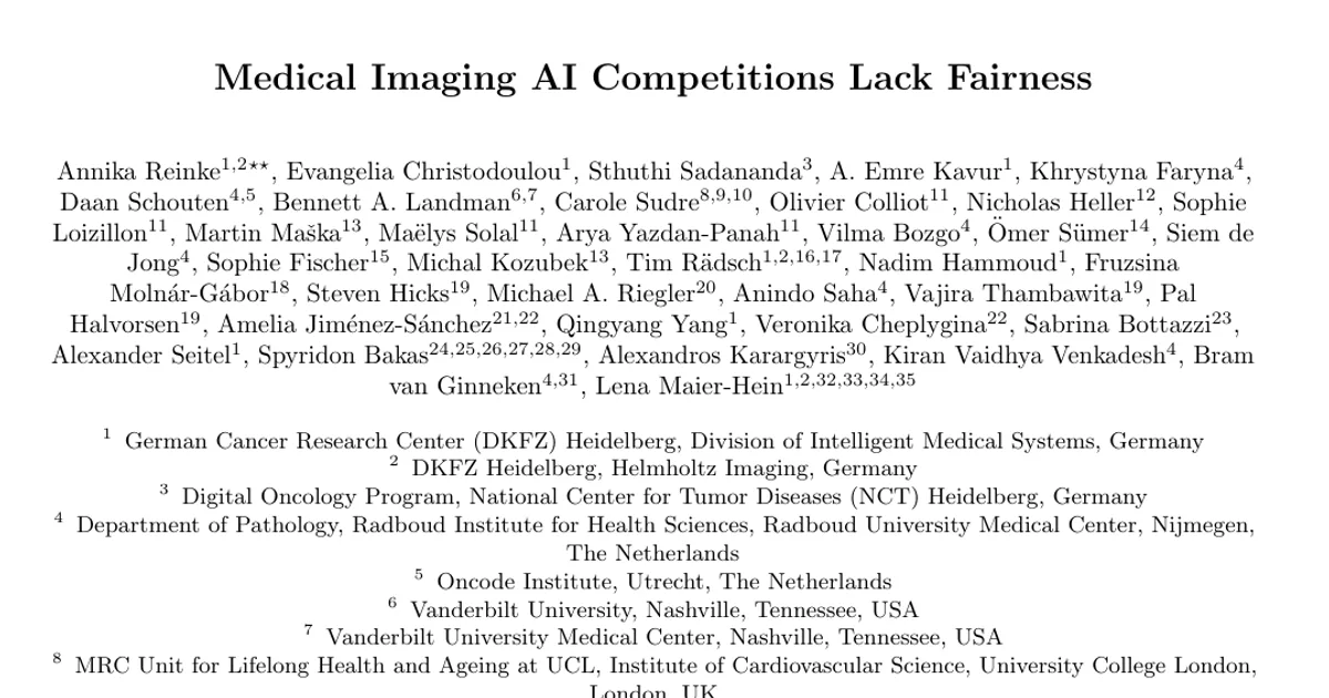 Medical Imaging AI Competitions Lack Fairness