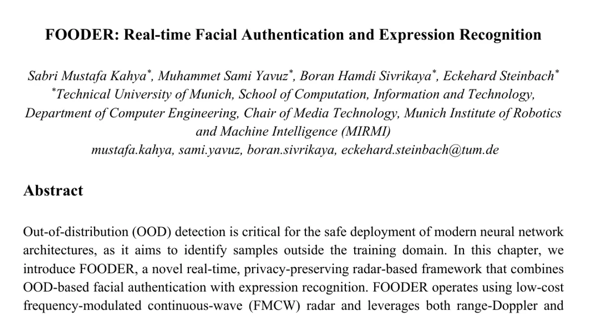 FOODER: Real-time Facial Authentication and Expression Recognition