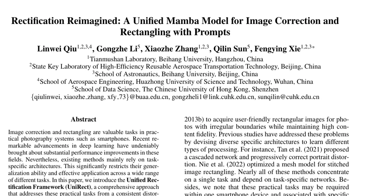 Rectification Reimagined: A Unified Mamba Model for Image Correction and Rectangling with Prompts