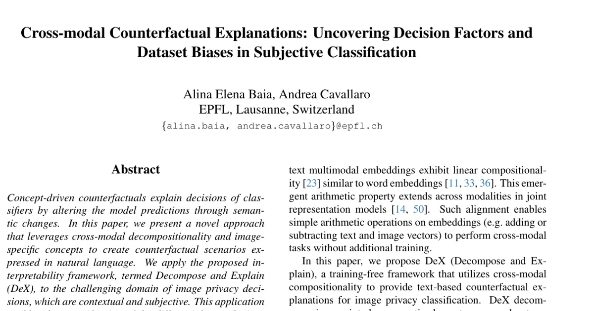Cross-modal Counterfactual Explanations: Uncovering Decision Factors and Dataset Biases in Subjective Classification