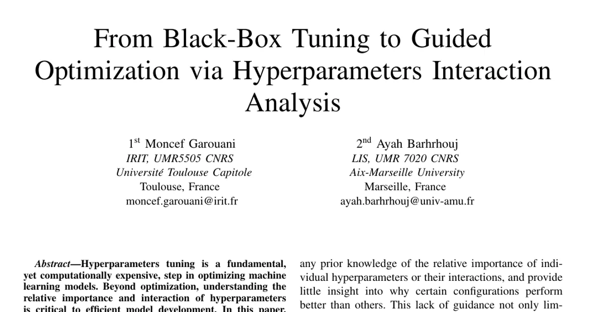 From Black-Box Tuning to Guided Optimization via Hyperparameters Interaction Analysis