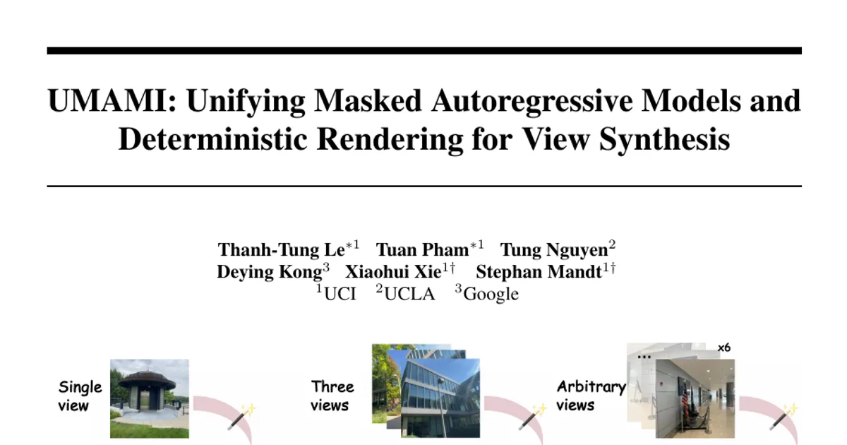 UMAMI: Unifying Masked Autoregressive Models and Deterministic Rendering for View Synthesis