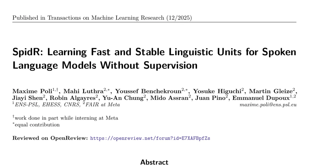 SpidR: Learning Fast and Stable Linguistic Units for Spoken Language Models Without Supervision