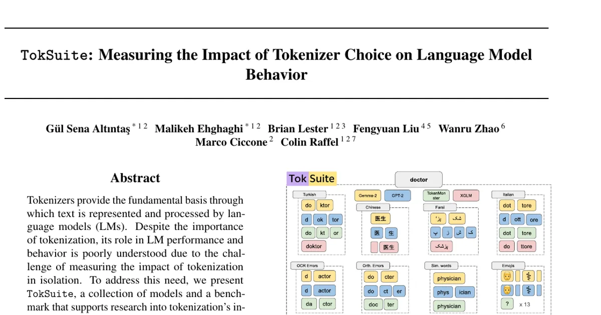 TokSuite: Measuring the Impact of Tokenizer Choice on Language Model Behavior