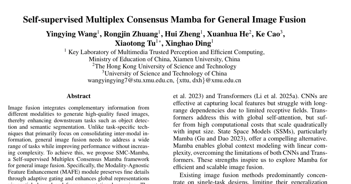Self-supervised Multiplex Consensus Mamba for General Image Fusion