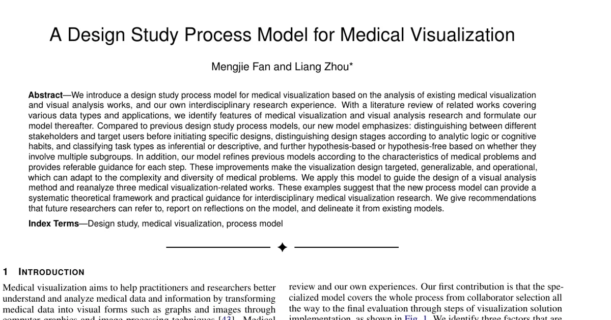 A Design Study Process Model for Medical Visualization