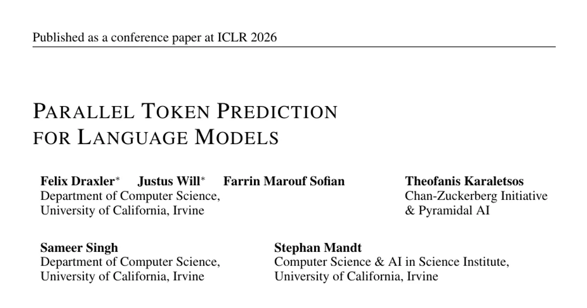 Parallel Token Prediction for Language Models