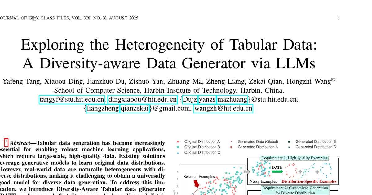 Exploring the Heterogeneity of Tabular Data: A Diversity-aware Data Generator via LLMs